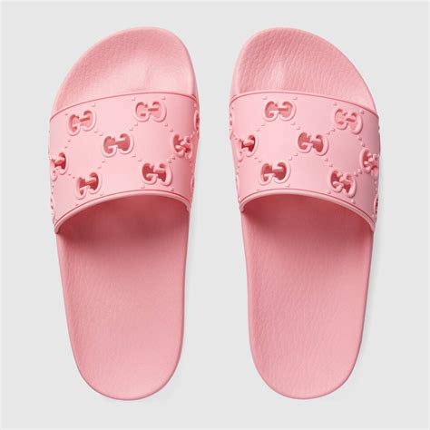 pink gucci flip flops|pink Gucci slides rubber.